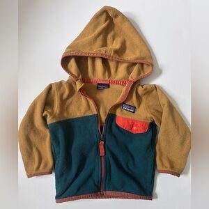 Patagonia Tan and Green Fleece Hoodie